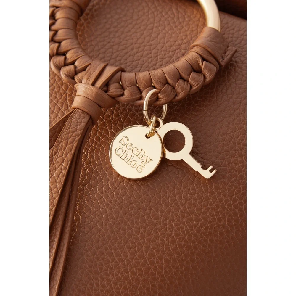 See by Chloe Joan Box Leather Bucket Crossbody Bag Caramello Tan Gold